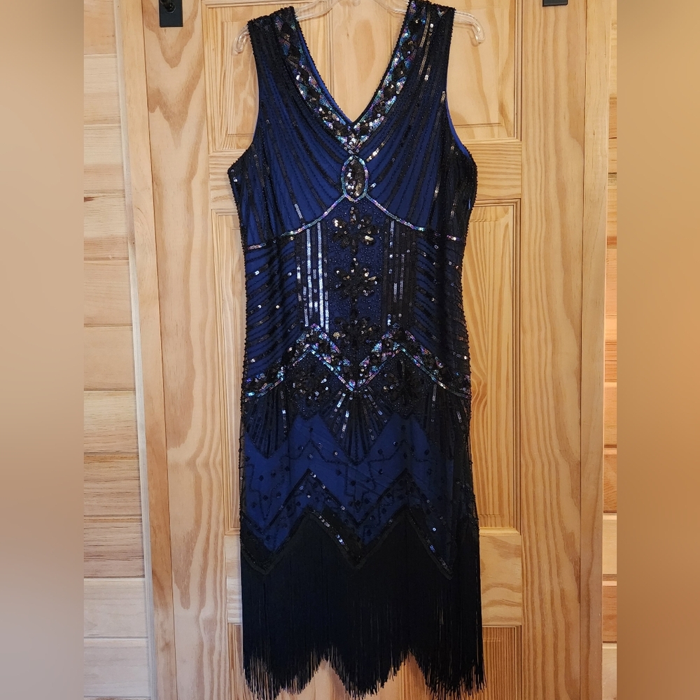 Sequin and Fringe Formal Dress